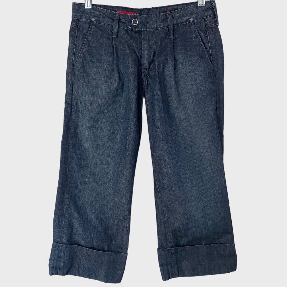 Adriano Goldschmied Ginger Cuffed Cropped Jean Women's 26 Blue Dark Wash Denim